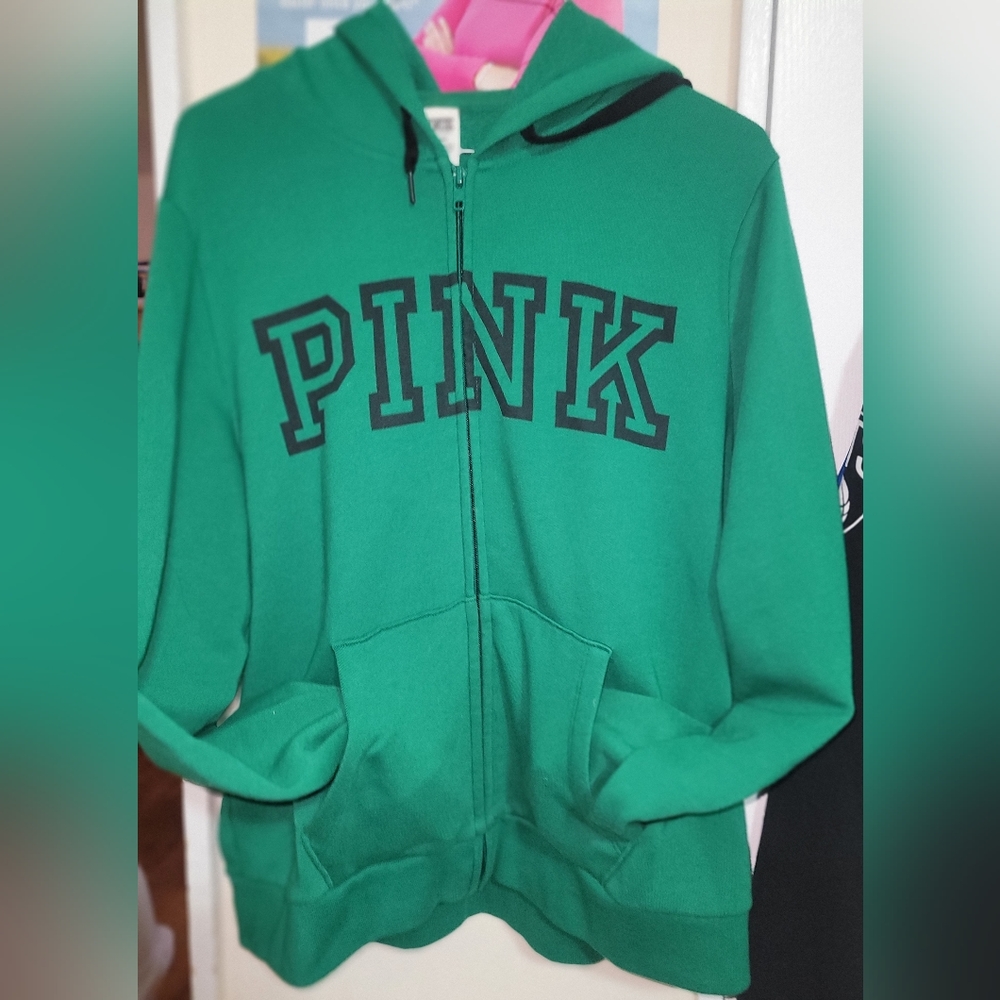 Victoria's Secret PINK Logo Hoodie Green L